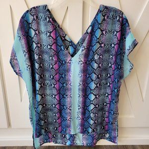 Snake Print Cap Sleeve Top - Medium